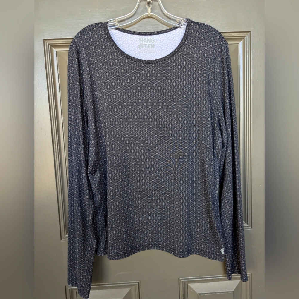 Hang Ten Round Neck Lightweight  Scuba-feel L/S Pullover Size XL   EUC